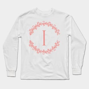 Pink Monogram- Letter I Long Sleeve T-Shirt